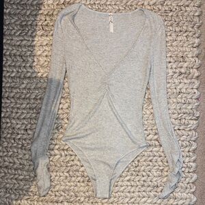 Elegant Gray Long Sleeve Bodysuit